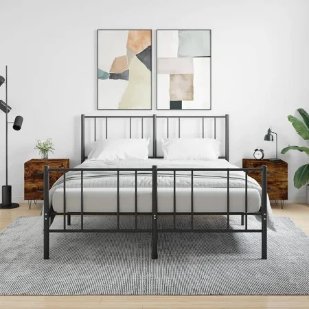 Mesita noche 2 uds madera ingeniería roble ahumado 40x35x47,5cm de vidaXL, Mesitas de noche - Ref: Foro24-827303, Precio: 82,...