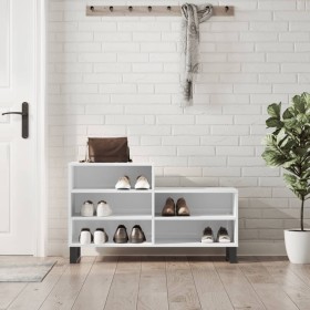 Mueble zapatero madera contrachapada blanco brillo 102x36x60 cm en Zapateros y organizadores de calzado | Comprar online en Foru