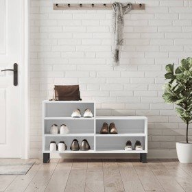 Mueble zapatero madera contrachapada blanco brillo 102x36x60 cm en Zapateros y organizadores de calzado | Comprar online en Foru