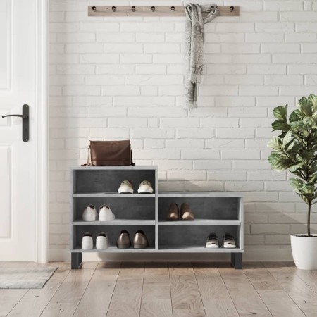 Mueble zapatero madera contrachapada gris hormigón 102x36x60 cm en Zapateros y organizadores de calzado | Comprar online en Foru