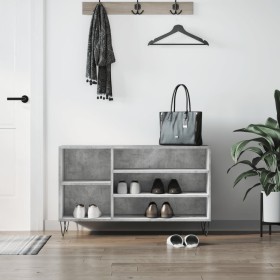 Mueble zapatero madera contrachapada gris hormigón 102x36x60 cm en Zapateros y organizadores de calzado | Comprar online en Foru