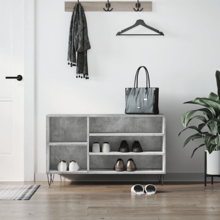 Mueble zapatero madera contrachapada gris hormigón 102x36x60 cm en Zapateros y organizadores de calzado | Comprar online en Foru