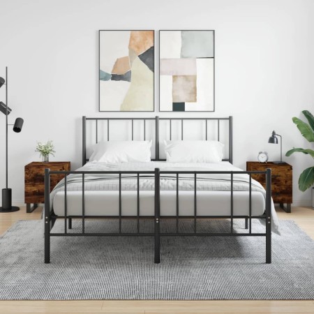 Mesita noche 2 uds madera ingeniería roble ahumado 40x35x47,5cm de vidaXL, Mesitas de noche - Ref: Foro24-827367, Precio: 68,...