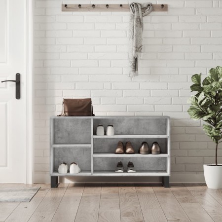 Mueble zapatero madera contrachapada gris hormigón 102x36x60 cm en Zapateros y organizadores de calzado | Comprar online en Foru