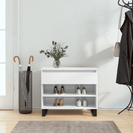 Mueble zapatero madera contrachapada blanco brillo 70x36x60 cm en Zapateros y organizadores de calzado | Comprar online en Foru.