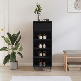Mueble zapatero madera contrachapada negro 40x36x105 cm en Zapateros y organizadores de calzado | Comprar online en Foru.es