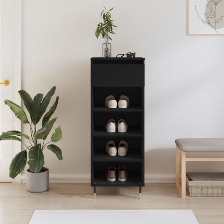 Mueble zapatero madera contrachapada negro 40x36x105 cm en Zapateros y organizadores de calzado | Comprar online en Foru.es