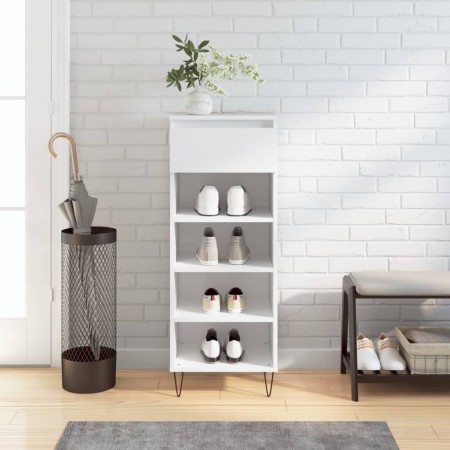 Mueble zapatero madera contrachapada blanco brillo 40x36x105 cm en Zapateros y organizadores de calzado | Comprar online en Foru
