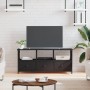 Mueble de TV hierro y madera contrachapada negro 102x33x45 cm en Muebles TV | Comprar online en Foru.es