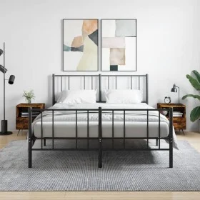Mesita noche 2 uds madera ingeniería roble ahumado 40x35x47,5cm de vidaXL, Mesitas de noche - Ref: Foro24-827383, Precio: 52,...