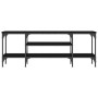 Mueble de TV hierro y madera contrachapada negro 121x35x45 cm en Muebles TV | Comprar online en Foru.es