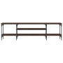 Mueble TV hierro madera contrachapada roble marrón 161x35x45 cm en Muebles TV | Comprar online en Foru.es