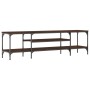 Mueble TV hierro madera contrachapada roble marrón 161x35x45 cm en Muebles TV | Comprar online en Foru.es