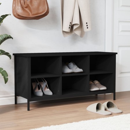 Mueble zapatero madera contrachapada negro 100x35x50 cm en Zapateros y organizadores de calzado | Comprar online en Foru.es