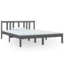 Estructura de cama de madera maciza gris 140x190 cm de vidaXL, Camas y somieres - Ref: Foro24-814866, Precio: 96,58 €, Descue...