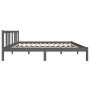 Estructura de cama de madera maciza gris 140x190 cm de vidaXL, Camas y somieres - Ref: Foro24-814866, Precio: 96,58 €, Descue...
