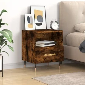 Smoked oak engineered wood bedside table 40x35x47.5 cm by vidaXL, Nightstands - Ref: Foro24-827398, Price: 40,98 €, Discount: %
