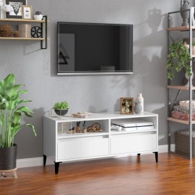 Mueble de TV madera contrachapada blanco brillo 100x34,5x44,5cm en Muebles TV | Comprar online en Foru.es