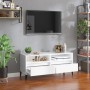 Mueble de TV madera contrachapada blanco brillo 100x34,5x44,5cm en Muebles TV | Comprar online en Foru.es