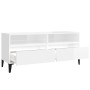 Mueble de TV madera contrachapada blanco brillo 100x34,5x44,5cm en Muebles TV | Comprar online en Foru.es