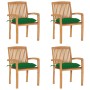 Sillas de jardín apilables 4 uds madera de teca con cojines en Sillas de jardín | Comprar online en Foru.es