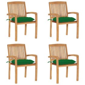 Sillas de jardín apilables 4 uds madera de teca con cojines en Sillas de jardín | Comprar online en Foru.es