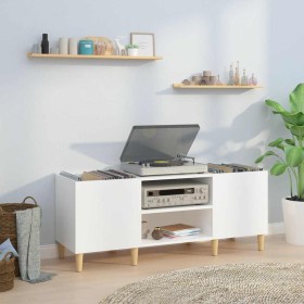 Mueble discos madera contrachapada blanco brillo 121x38x48 cm en Armarios y almacenamiento | Comprar online en Foru.es