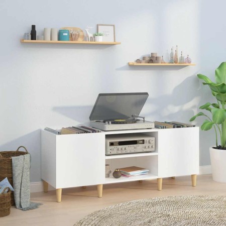 Mueble discos madera contrachapada blanco brillo 121x38x48 cm en Armarios y almacenamiento | Comprar online en Foru.es