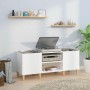 Mueble discos madera contrachapada blanco brillo 121x38x48 cm en Armarios y almacenamiento | Comprar online en Foru.es
