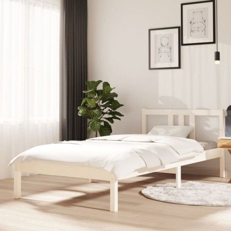 Estructura de cama madera maciza blanco 90x200 cm de vidaXL, Camas y somieres - Ref: Foro24-814870, Precio: 78,42 €, Descuent...
