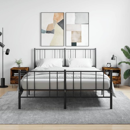 Mesita noche 2 uds madera ingeniería roble ahumado 40x35x47,5cm de vidaXL, Mesitas de noche - Ref: Foro24-827431, Precio: 51,...