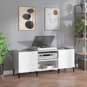 Mueble discos madera contrachapada blanco brillo 121x38x48 cm en Armarios y almacenamiento | Comprar online en Foru.es
