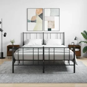 Mesita noche 2 uds madera ingeniería marrón roble 40x35x47,5 cm de vidaXL, Mesitas de noche - Ref: Foro24-827435, Precio: 49,...