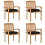 Sillas de jardín apilables 4 uds madera de teca con cojines en Sillas de jardín | Comprar online en Foru.es