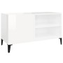 Mueble discos madera contrachapada blanco brillo 84,5x38x48 cm en Armarios y almacenamiento | Comprar online en Foru.es