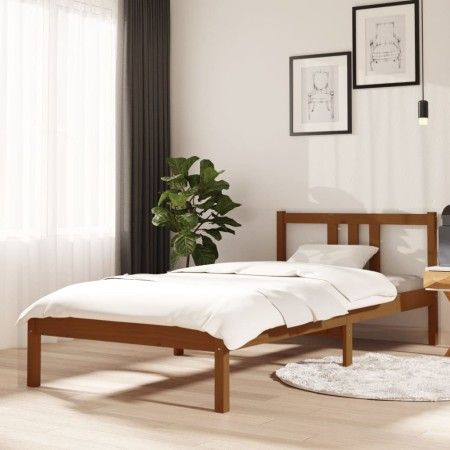 Estructura de cama madera maciza marrón miel 90x200 cm de vidaXL, Camas y somieres - Ref: Foro24-814872, Precio: 78,06 €, Des...