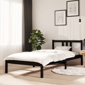 Estructura de cama madera maciza negro 90x200 cm de vidaXL, Camas y somieres - Ref: Foro24-814873, Precio: 79,40 €, Descuento: %