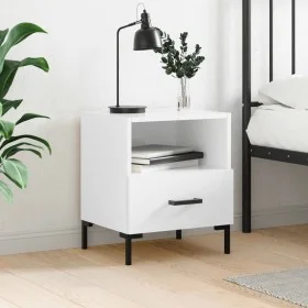Mesita de noche madera de ingeniería blanco brillo 40x35x47,5cm de vidaXL, Mesitas de noche - Ref: Foro24-827440, Precio: 49,...