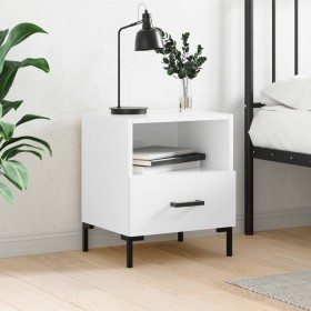 Mesita de noche madera de ingeniería blanco brillo 40x35x47,5cm de vidaXL, Mesitas de noche - Ref: Foro24-827440, Precio: 49,...