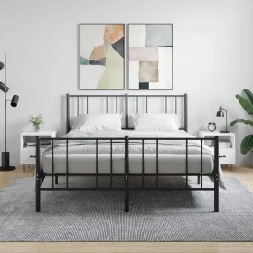 Mesita noche 2 uds madera ingeniería blanco brillo 40x35x47,5cm de vidaXL, Mesitas de noche - Ref: Foro24-827425, Precio: 61,...
