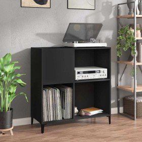 Mueble para discos madera contrachapada negro 84,5x38x89 cm en Armarios y almacenamiento | Comprar online en Foru.es