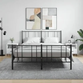 Mesita noche 2 uds madera ingeniería blanco brillo 40x35x47,5cm de vidaXL, Mesitas de noche - Ref: Foro24-827473, Precio: 61,...