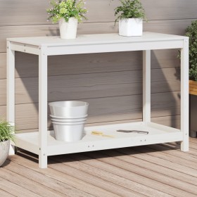 Mesa de plantación con estante madera pino blanco 108x50x75 cm en Soportes para macetas | Comprar online en Foru.es