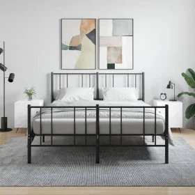 Mesitas noche 2 uds madera ingeniería blanco brillo 40x40x50 cm de vidaXL, Mesitas de noche - Ref: Foro24-827505, Precio: 52,...
