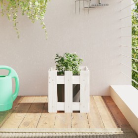 Jardinera diseño de valla madera maciza pino blanca 30x30x30 cm en Macetas y jardineras | Comprar online en Foru.es