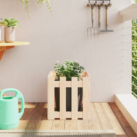 Jardinera con diseño de valla madera maciza de pino 40x40x40 cm en Macetas y jardineras | Comprar online en Foru.es