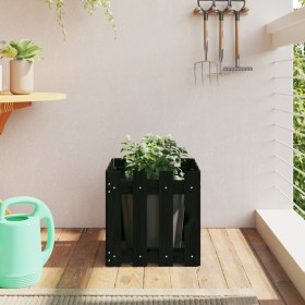 Jardinera diseño de valla madera maciza pino negra 40x40x40 cm en Macetas y jardineras | Comprar online en Foru.es