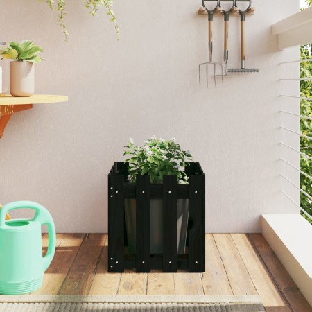Jardinera diseño de valla madera maciza pino negra 40x40x40 cm en Macetas y jardineras | Comprar online en Foru.es