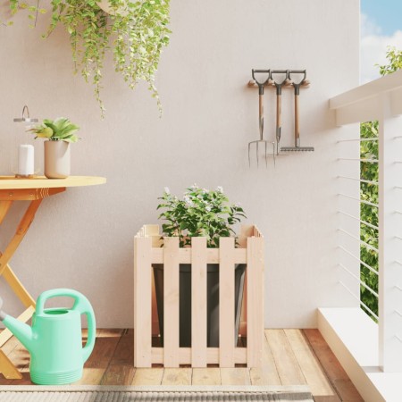 Jardinera con diseño de valla madera maciza de pino 50x50x50 cm en Macetas y jardineras | Comprar online en Foru.es