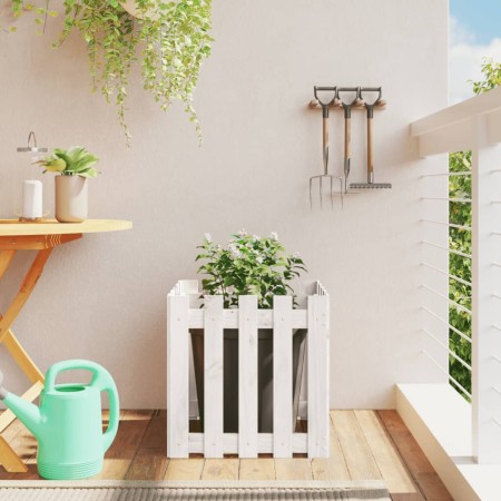 Jardinera diseño de valla madera maciza pino blanca 50x50x50 cm en Macetas y jardineras | Comprar online en Foru.es